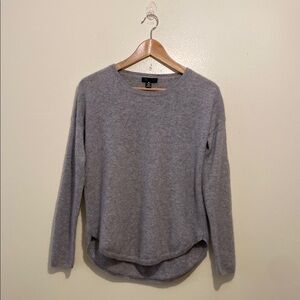 AQUA Gray Women's Cashmere Sweater with leather elbow accents. Size M